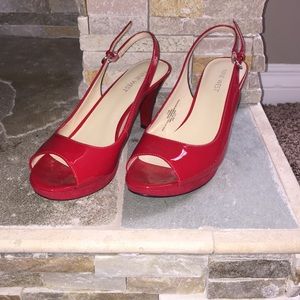 Nine West Red, back strapped heels